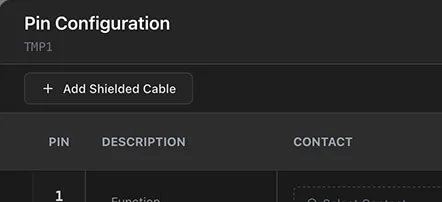 The Add Shielded Cable button in the Pin Configuration dialog