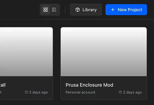 The New Project button on the Projects page