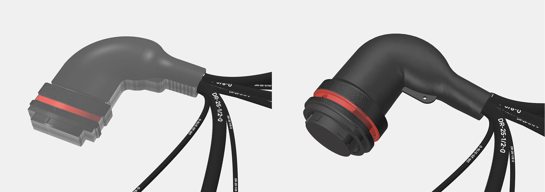 The same connector shown as an image block and as its fitted 3D model