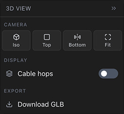 The 3D View panel with its Camera, Display and Export sections