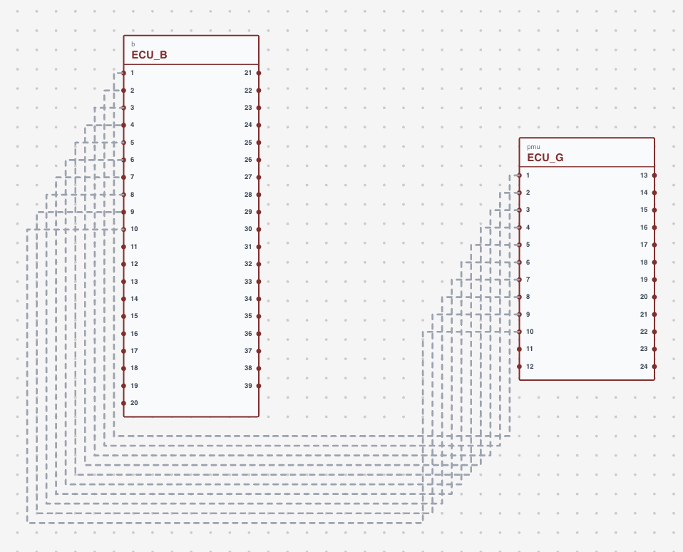 The Wiring View after auto-routing, with organised, non-overlapping wire paths