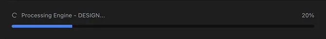 The export progress indicator showing the percentage and current step