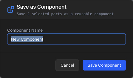 The Save as Component dialog with the component name field